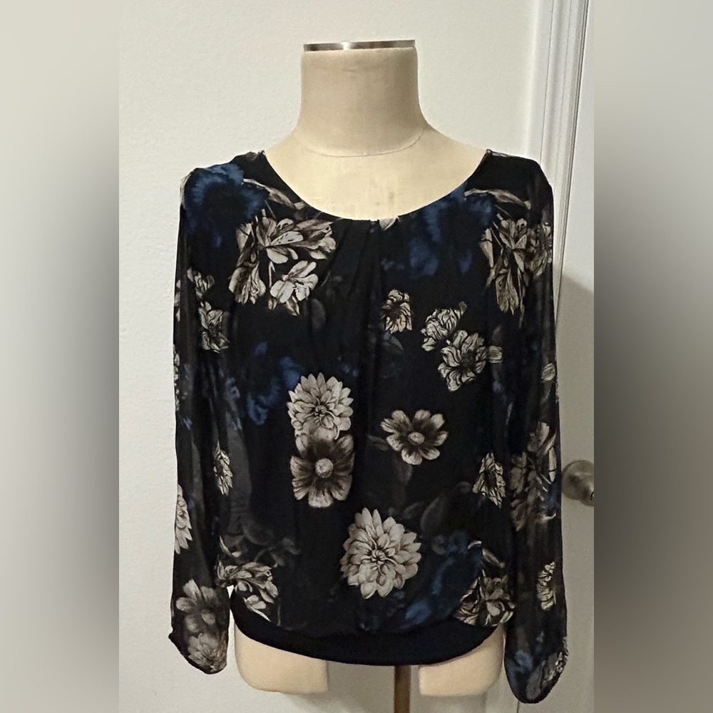 Viola Borghi Italy Floral Overlay Silk Blend Top Size M